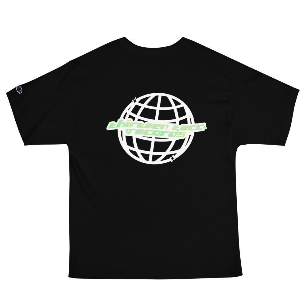 Thirteen Tecc retro Logo tee lime - Thirteen Tecc Records