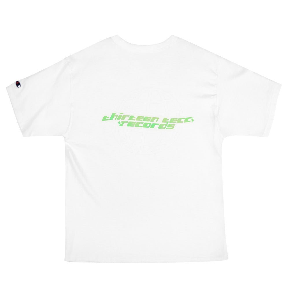 Thirteen Tecc retro Logo tee lime - Thirteen Tecc Records