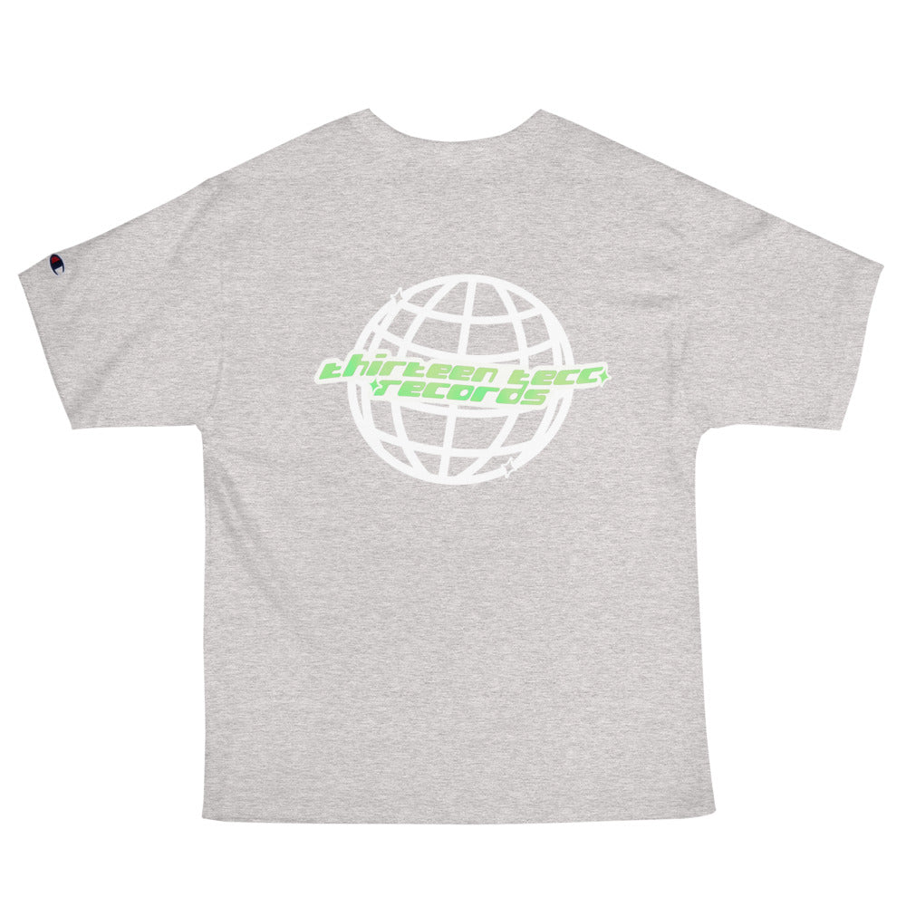 Thirteen Tecc retro Logo tee lime - Thirteen Tecc Records