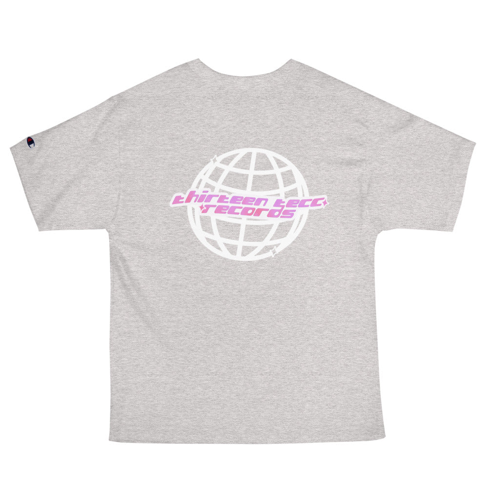 Thirteen Tecc retro Logo tee pink - Thirteen Tecc Records