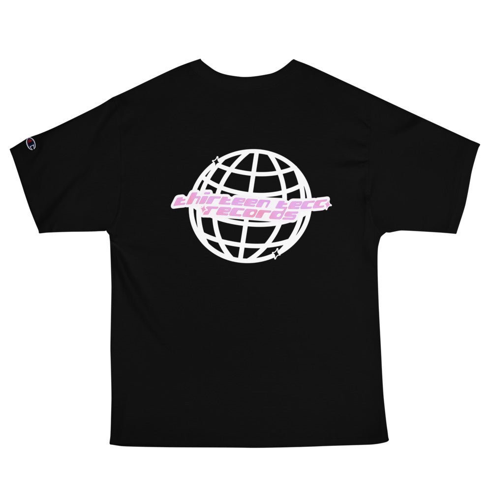 Thirteen Tecc retro Logo tee pink - Thirteen Tecc Records