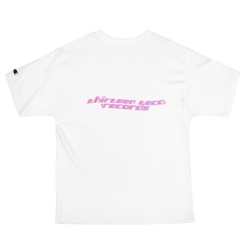 Thirteen Tecc retro Logo tee pink - Thirteen Tecc Records