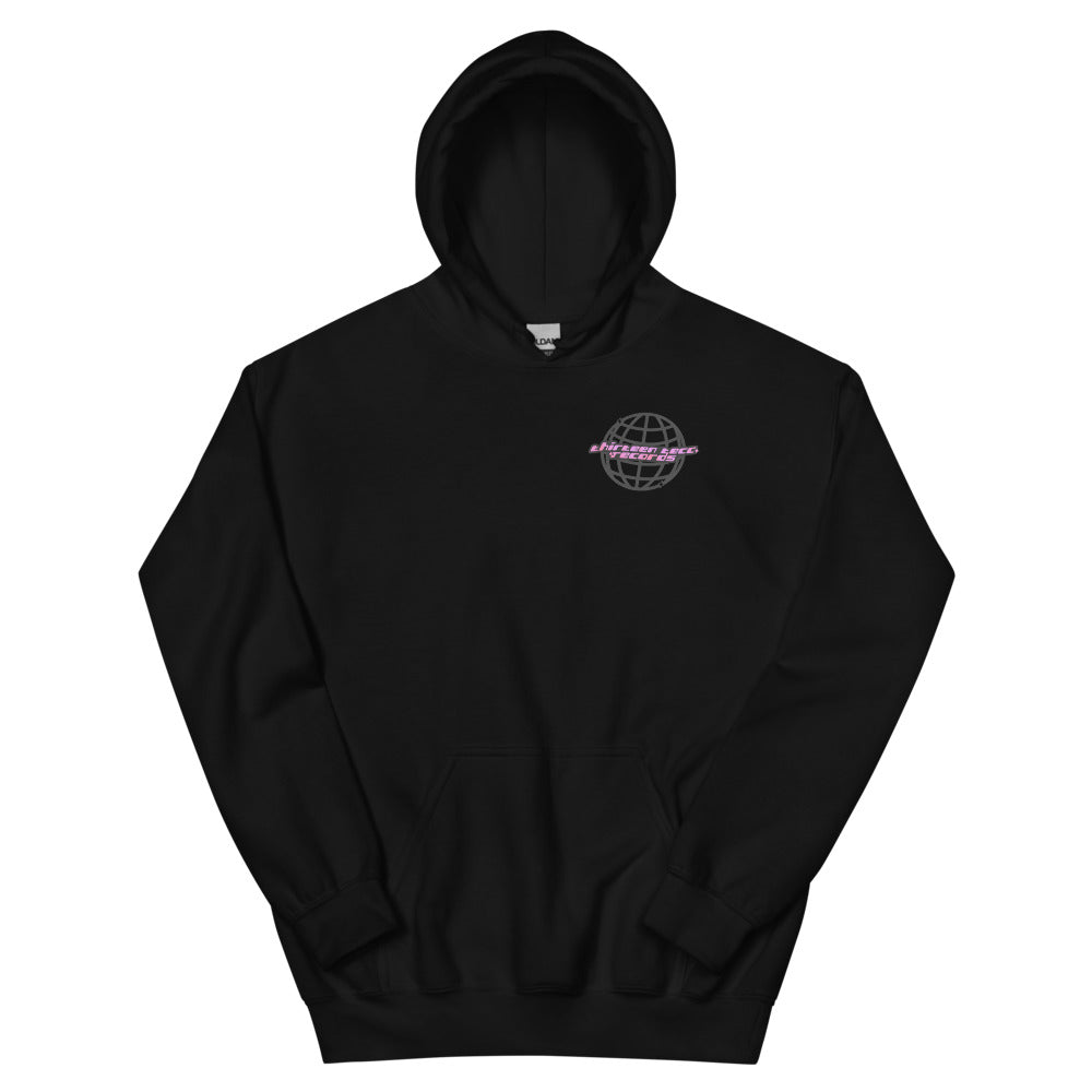 Thirteen Tecc retro Logo hoodie pink - Thirteen Tecc Records